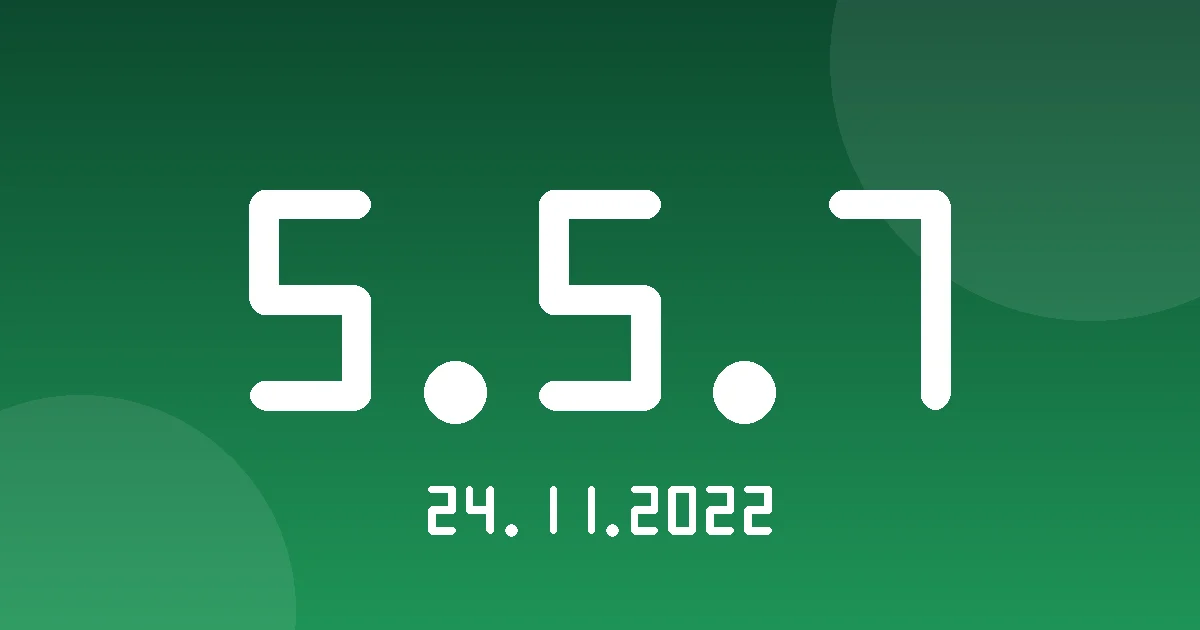 Release 5.5.7: Wasl Weight Column and Tracking TFA414 Device 1 Release cover 5.5.7