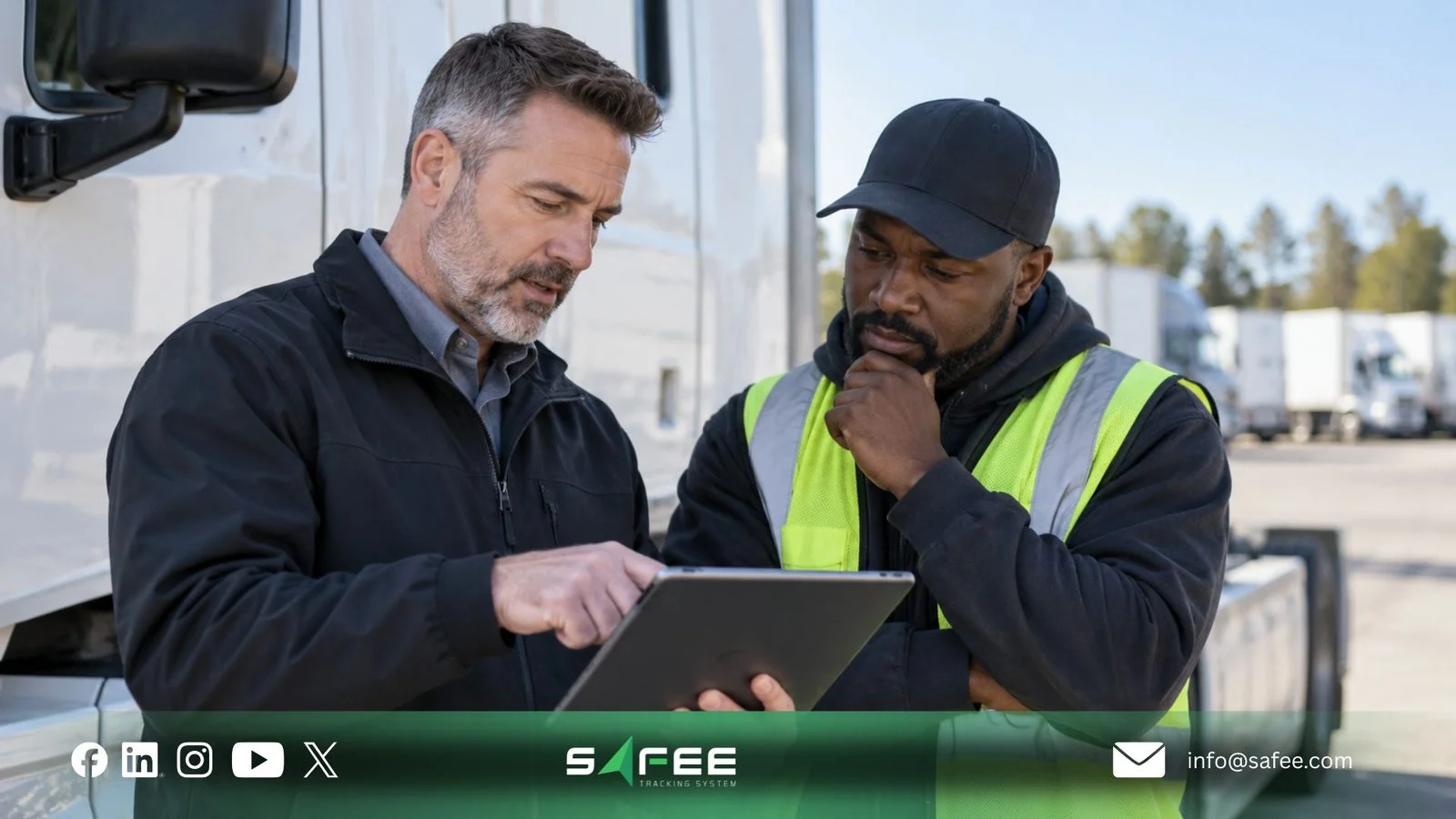 Supervisor discussing a fatigue alert with a truck driver