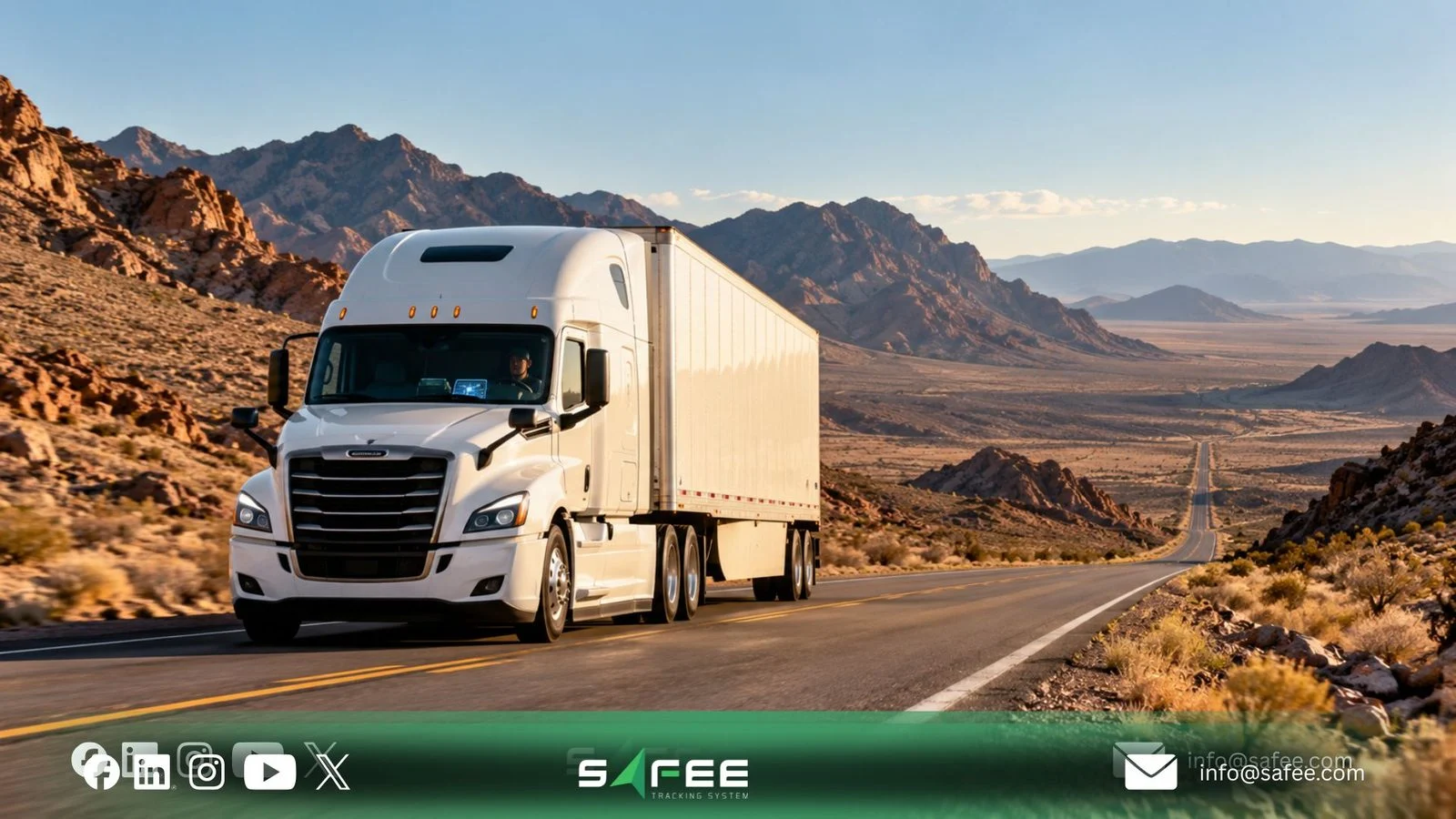 Truck on a remote mountain road with weak network coverage