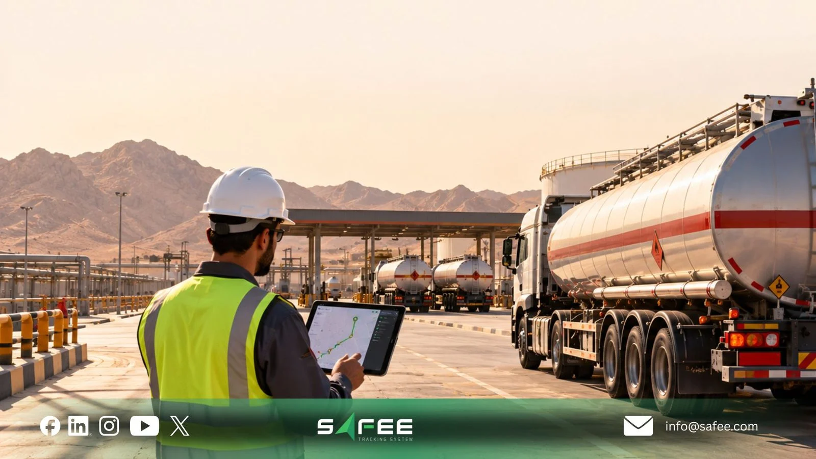 Tanker Fleet Management: Plan Trips, Review Loads & Manage Risk 3 Inspector completing a pre-trip check beside a tanker