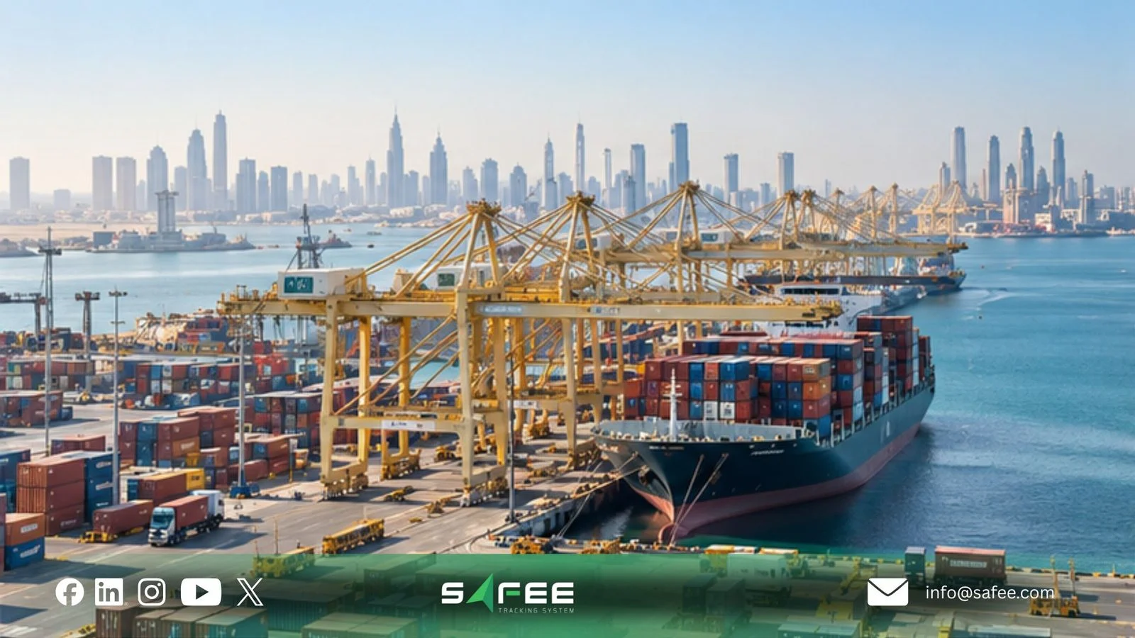 Port Fleet Management in the UAE: Truck Delays, Yard Dwell & Delivery 2 Aerial view of a container port in the UAE